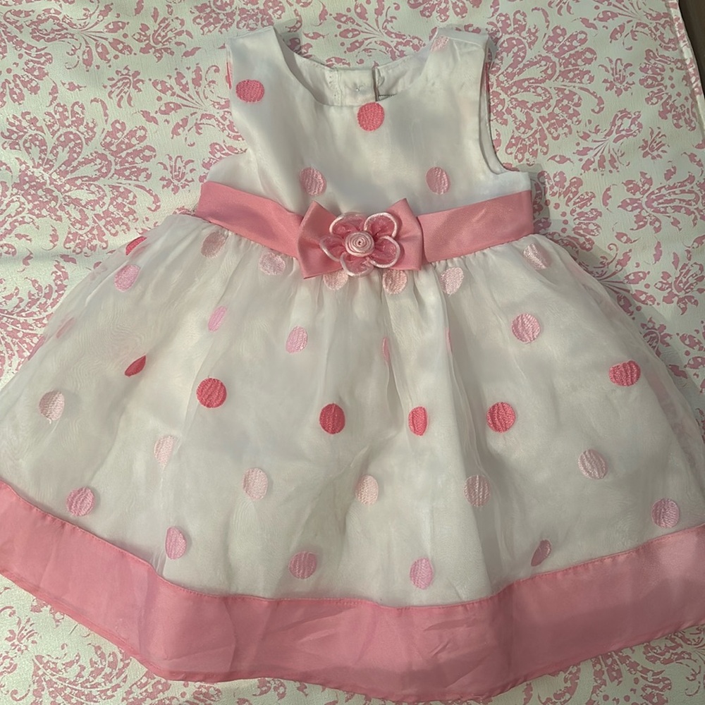 Youngland Pink Polkadot dress 24m